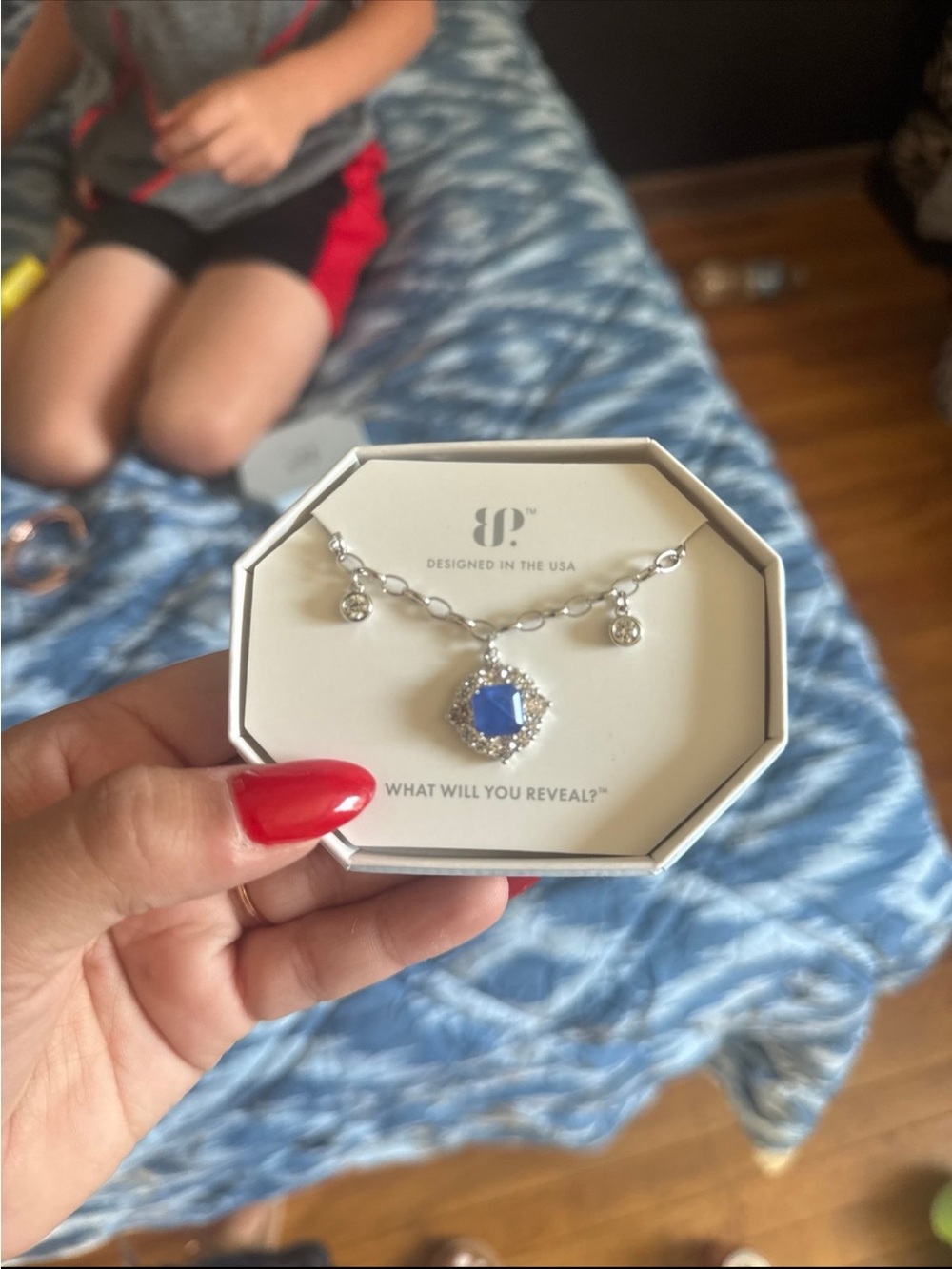 Bo Silver Necklace with Blue Gemstone Pendant